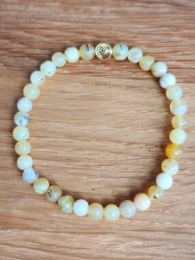 Yellow Opal Beads Bracelet, Stretch, Hand Crafted